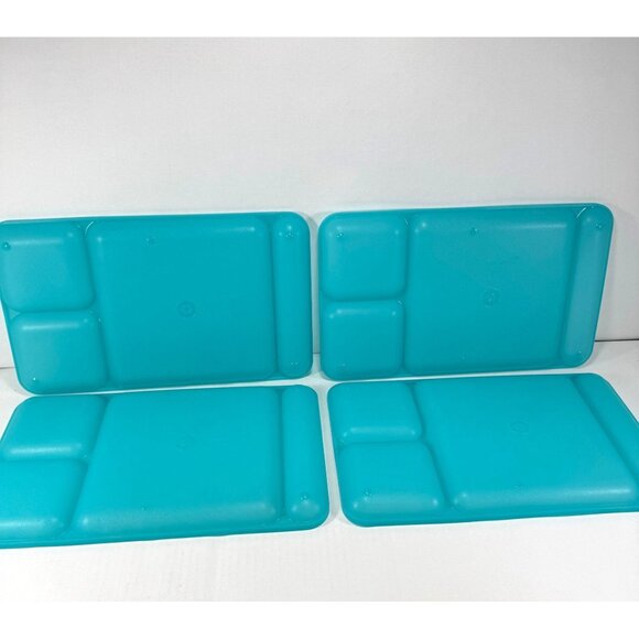 4 Tupperware Divided Dining Trays Lunch Camping Outdoor Plates - Picture 4 of 7